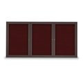 United Visual Products 96"x48" 3-Door Enclosed Outdoor Letterboard, Burgundy/Bronze UV1163DTD9648-BRONZE-BURGUN